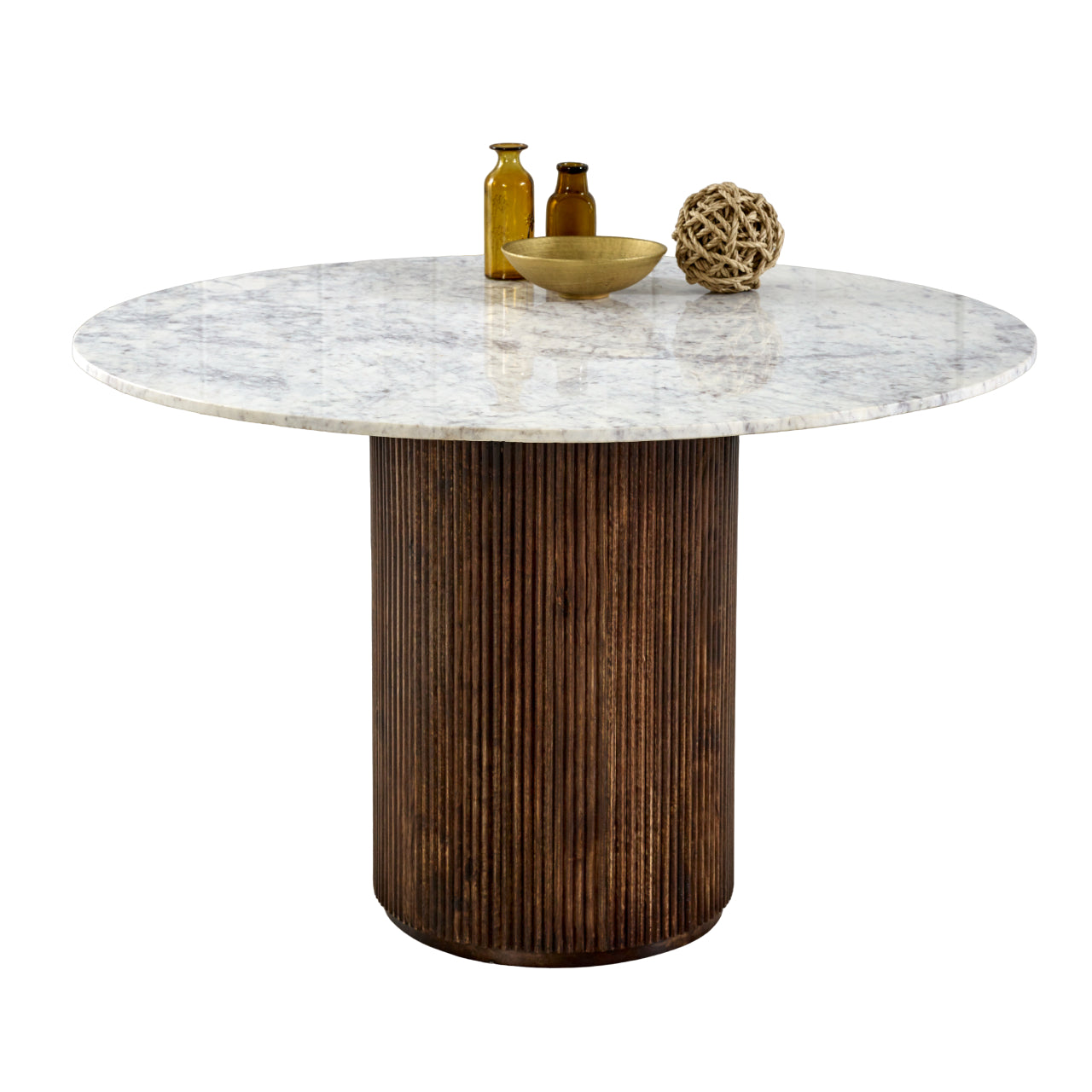 Cardella Mango Wood Dining Table Round With Marble Top