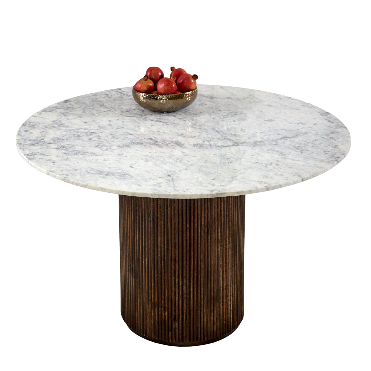 Cardella Mango Wood Dining Table Round With Marble Top
