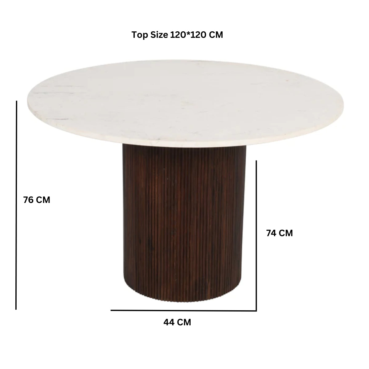 Cardella Mango Wood Dining Table Round With Marble Top