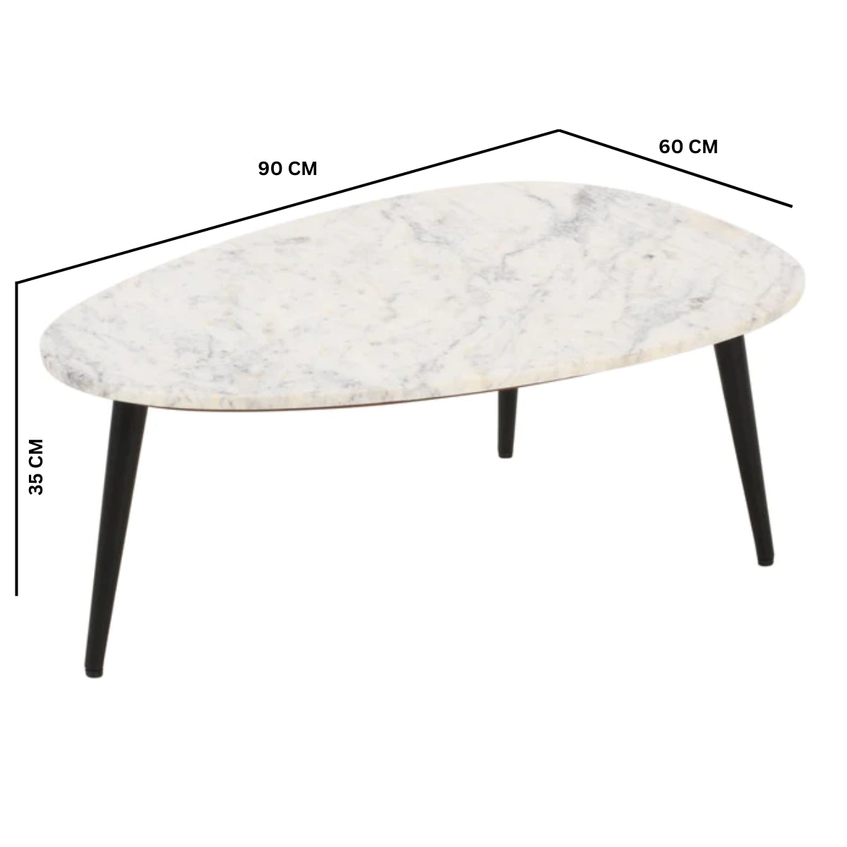 Cardella Coffee Table With White Marble Top & Metal Legs