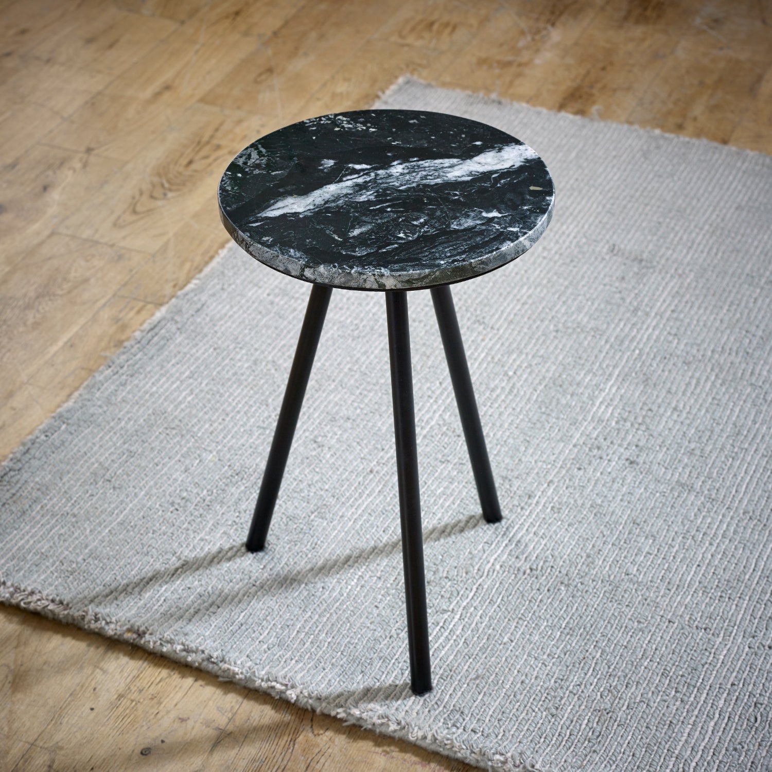 Cardella Side Table With Black Marble Top & Metal Legs