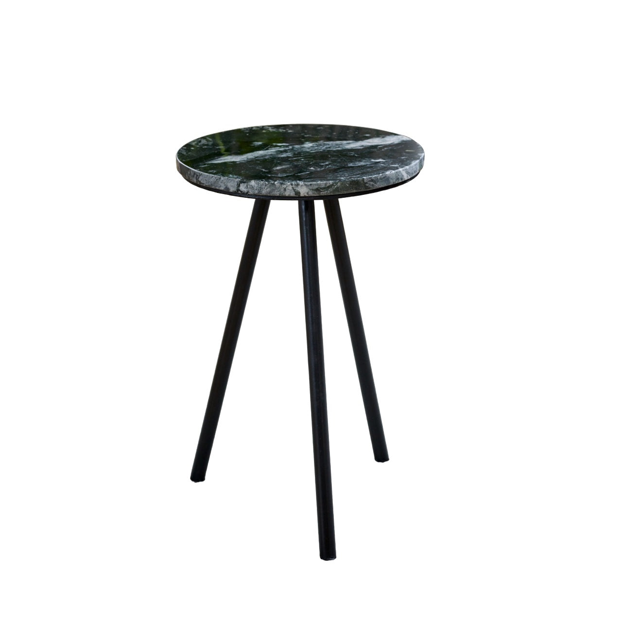 Cardella Side Table With Black Marble Top & Metal Legs
