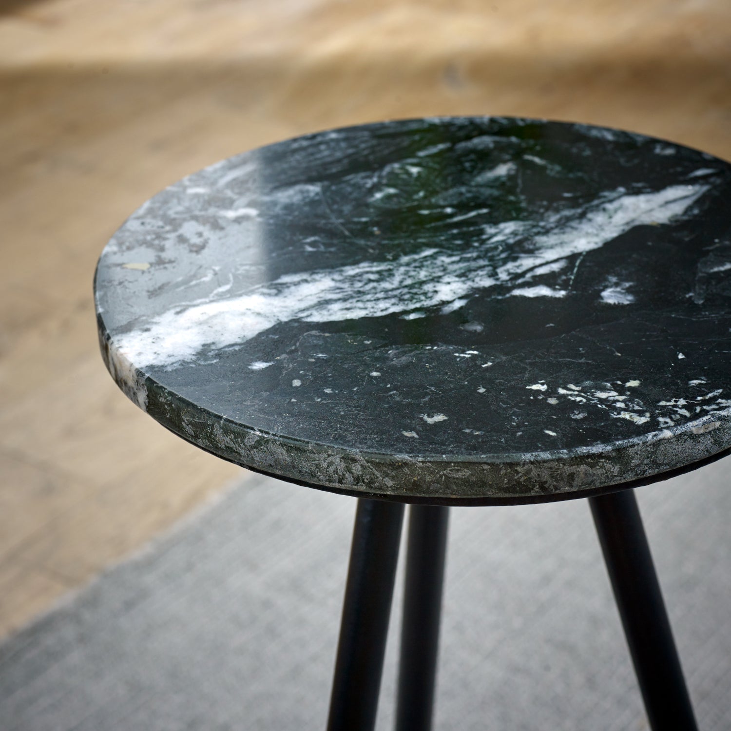 Cardella Side Table With Black Marble Top & Metal Legs