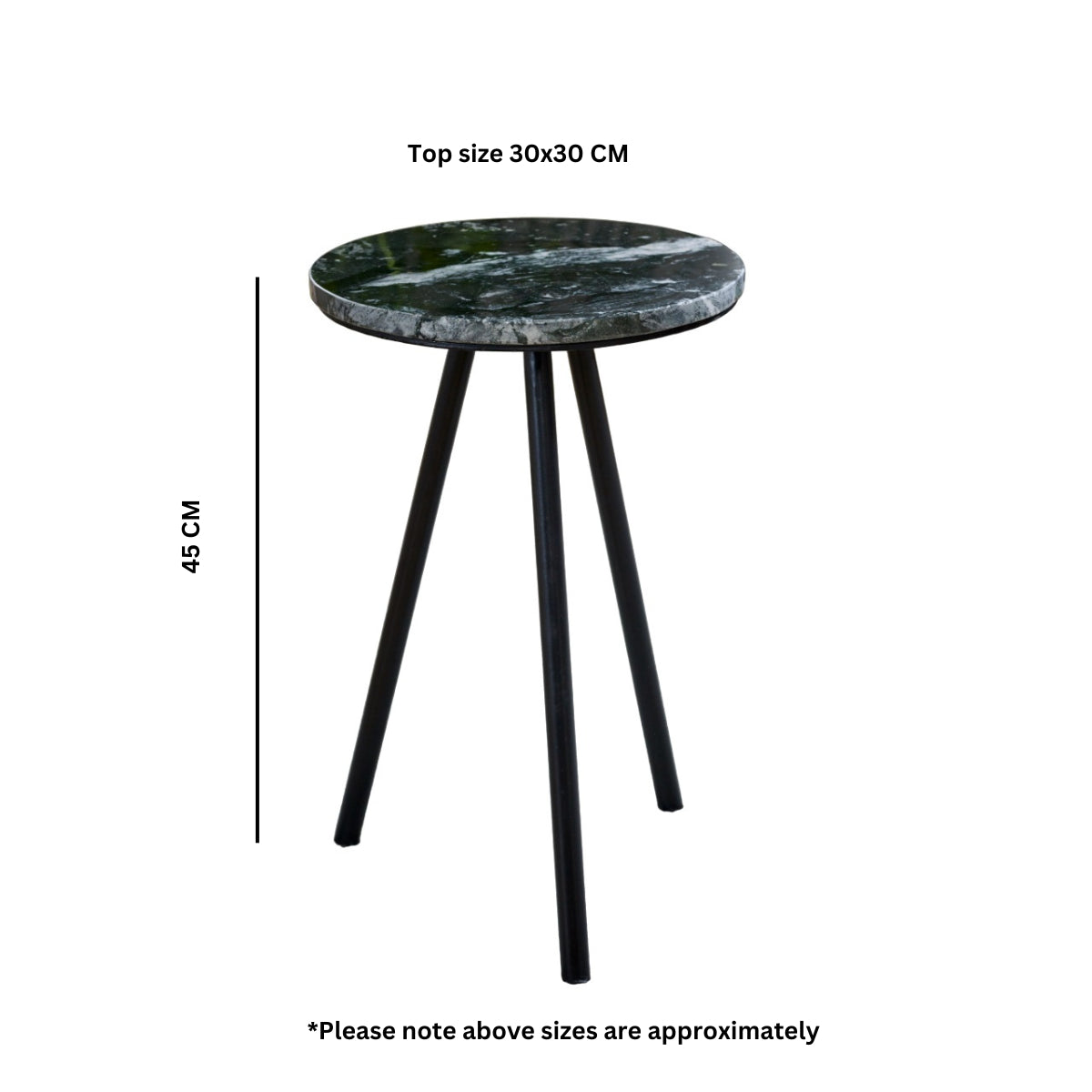 Cardella Side Table With Black Marble Top & Metal Legs