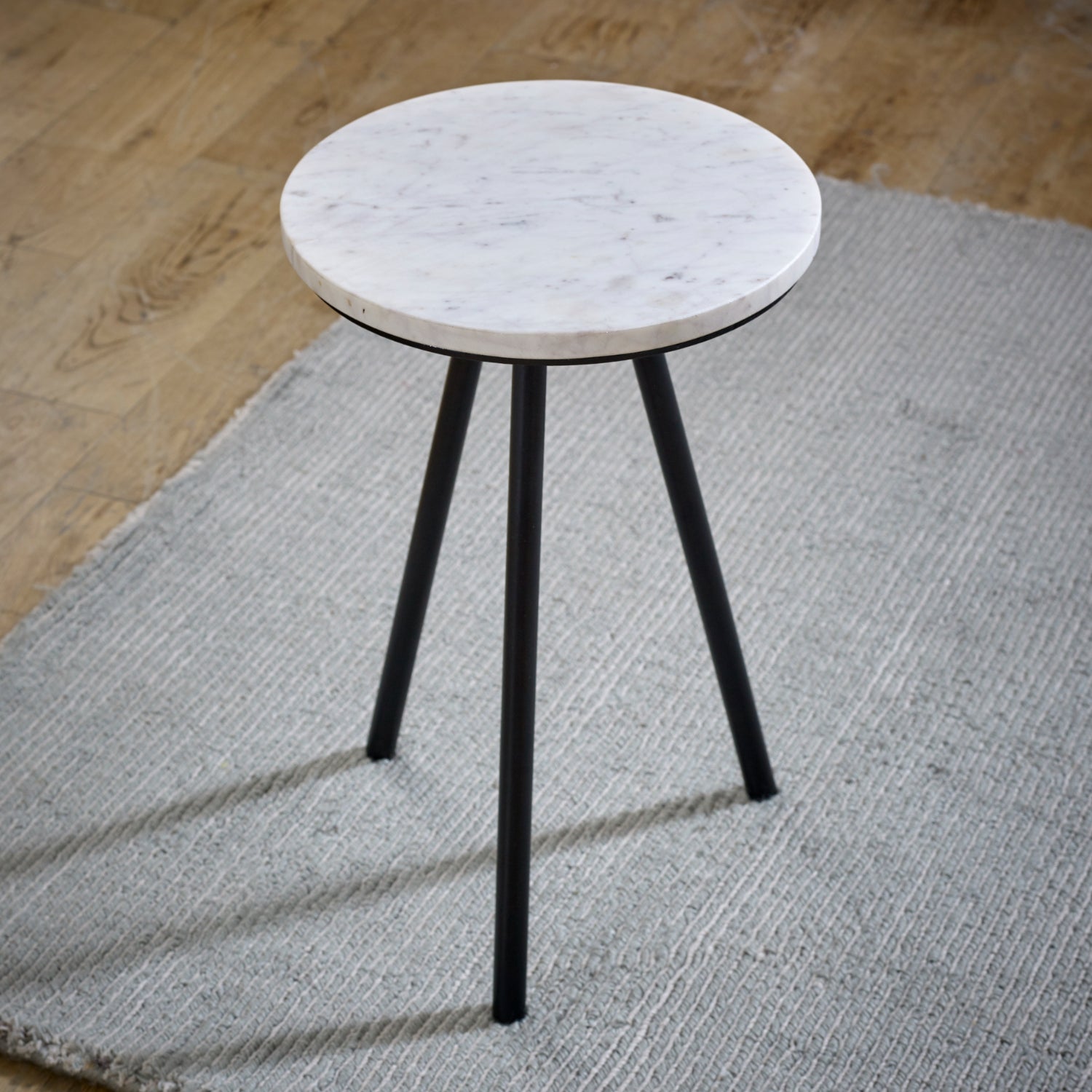 Cardella Side Table With White Marble Top & Metal Legs