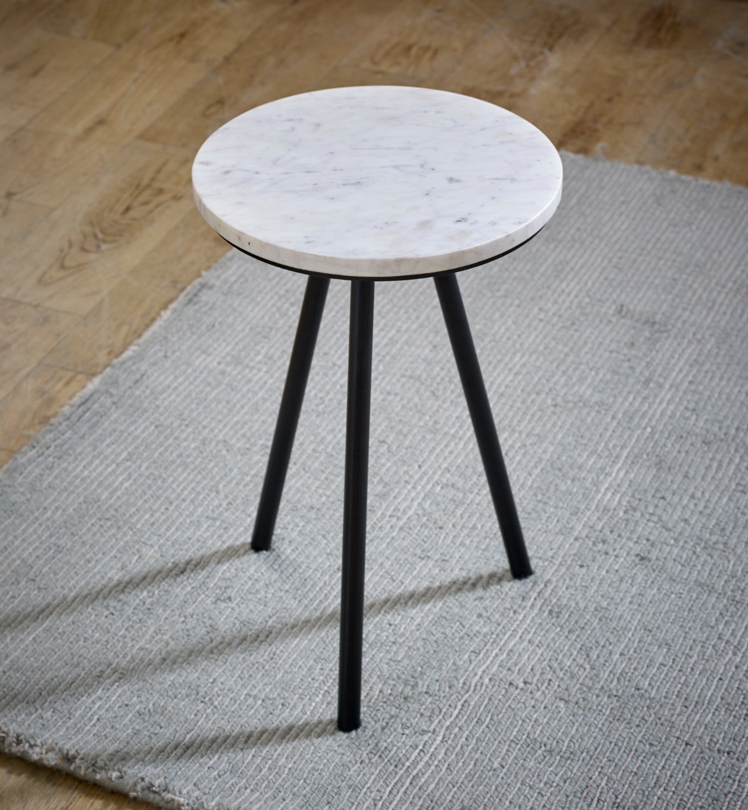Cardella Side Table With White Marble Top & Metal Legs