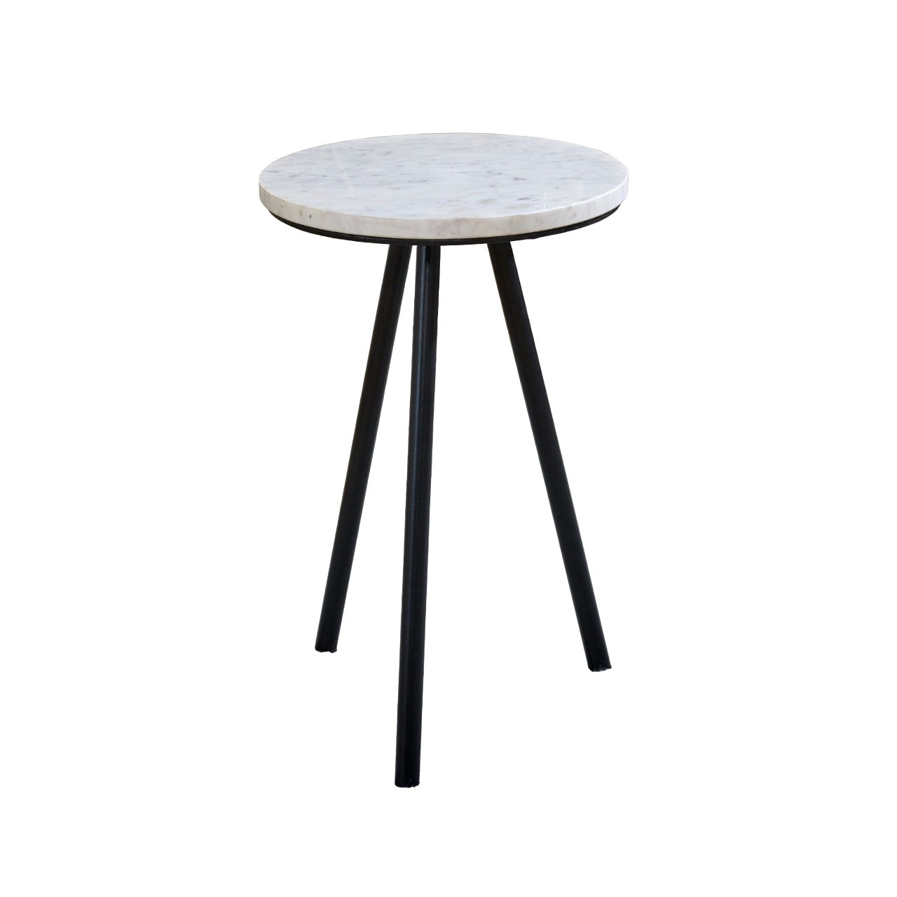 Cardella Side Table With White Marble Top & Metal Legs