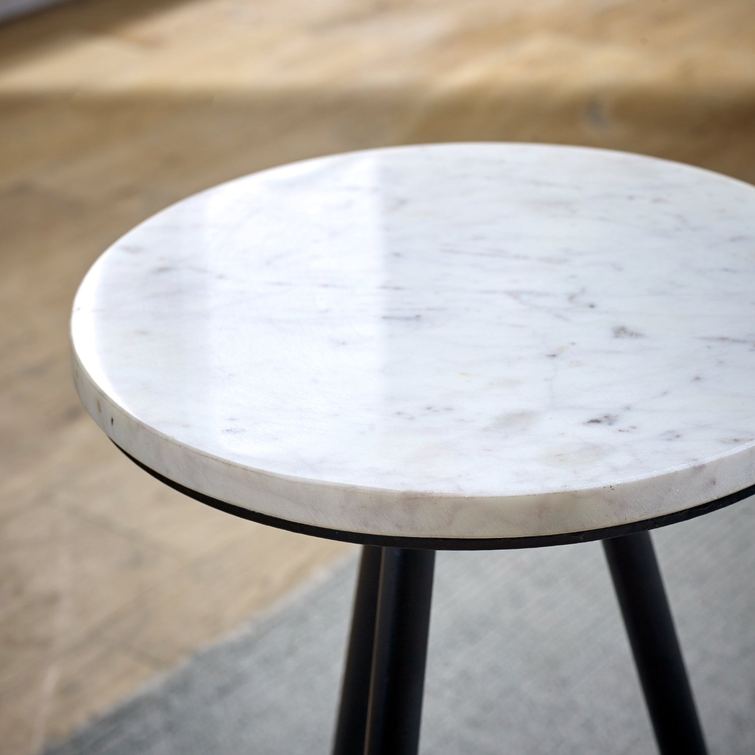 Cardella Side Table With White Marble Top & Metal Legs