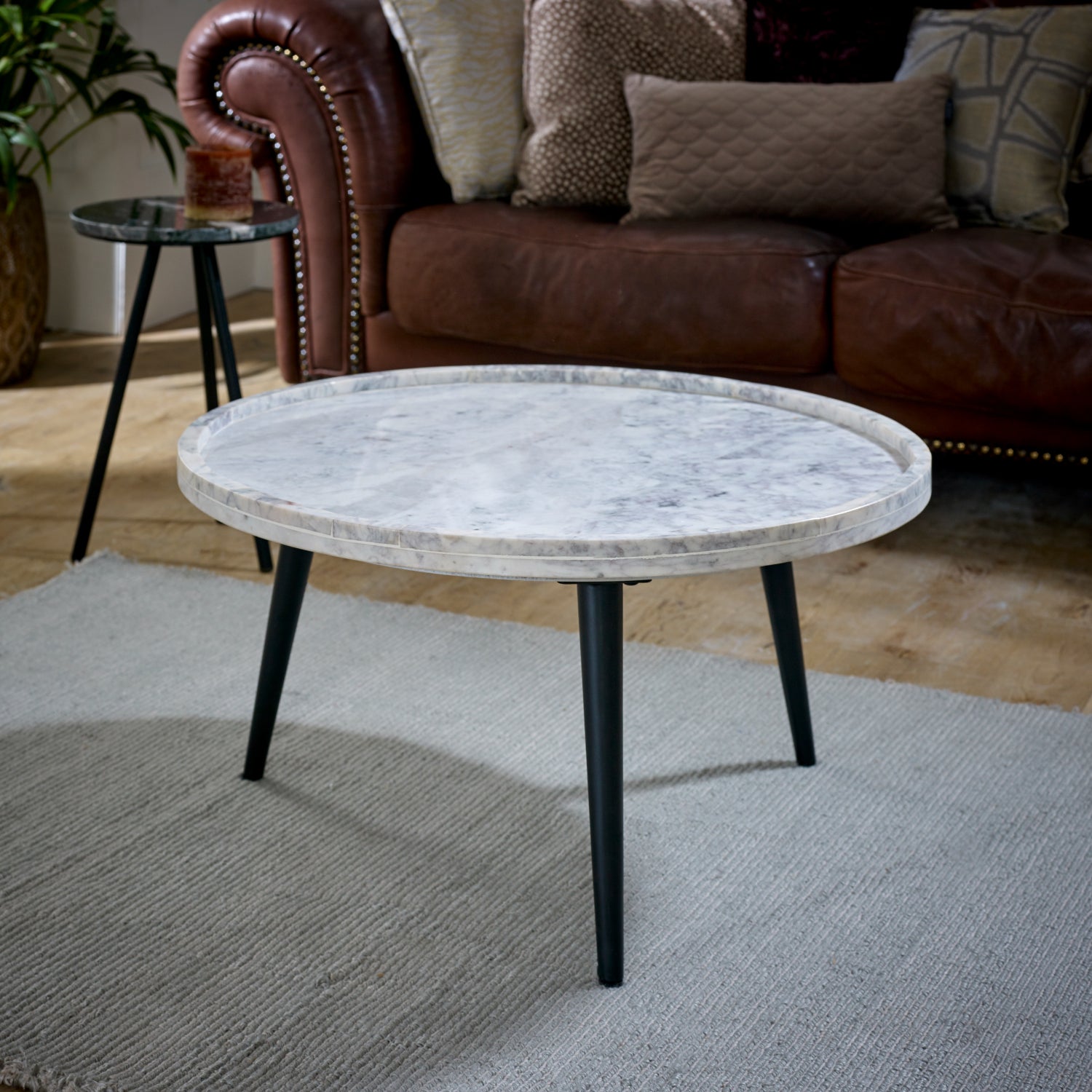 Cardella Coffee Table With Marble Top And Metal Legs