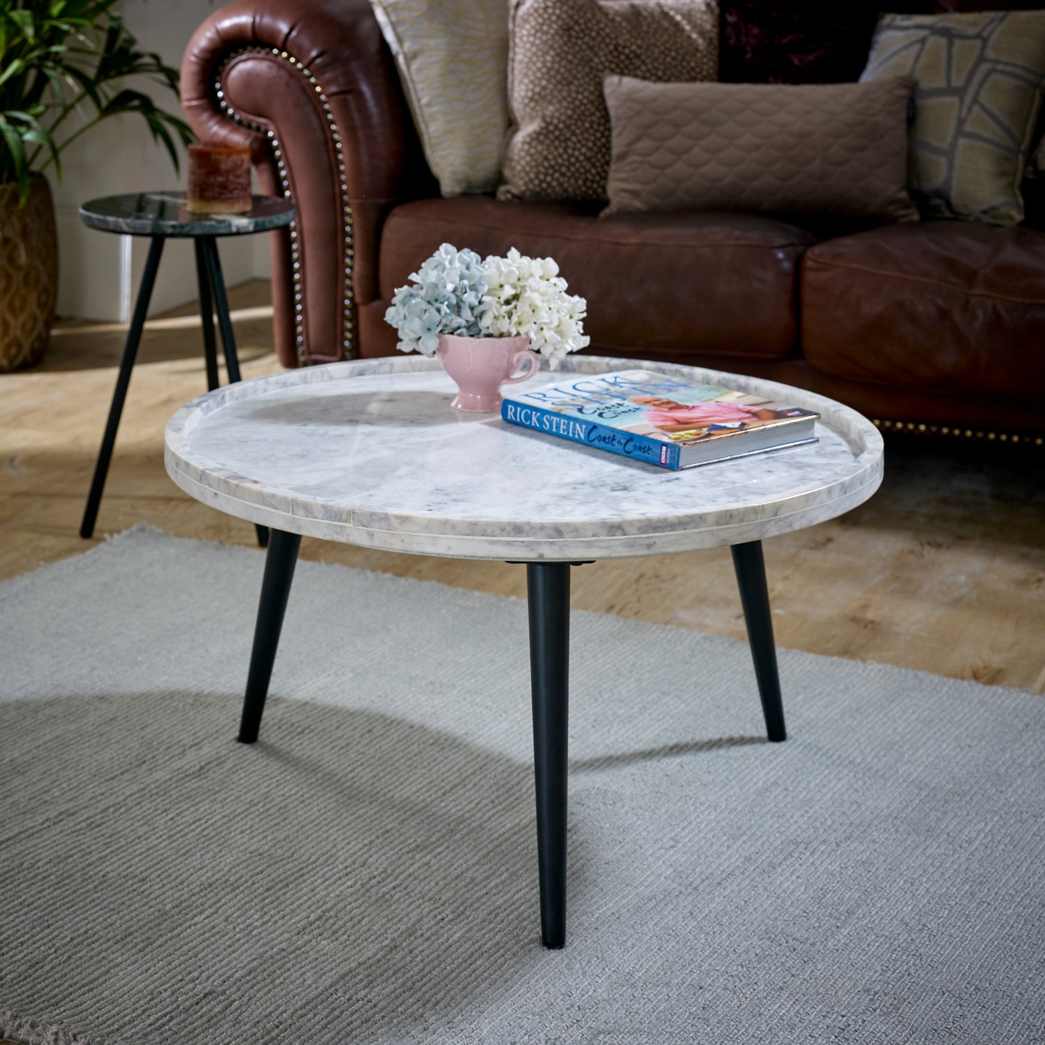 Cardella Coffee Table With Marble Top And Metal Legs