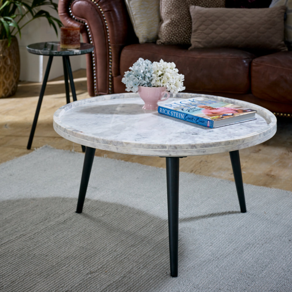 Cardella Coffee Table With Marble Top And Metal Legs