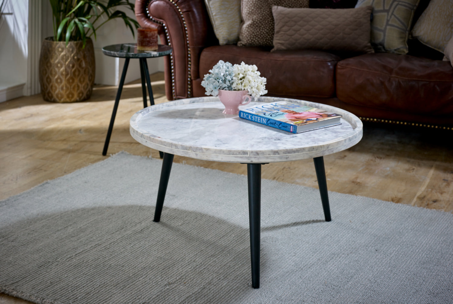 Cardella Coffee Table With Marble Top And Metal Legs