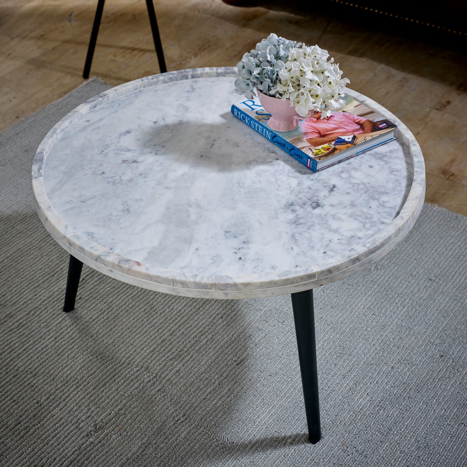 Cardella Coffee Table With Marble Top And Metal Legs