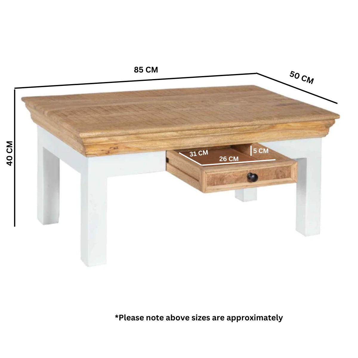 Sorro Coffee Table With Drawer Solid Mango Wood