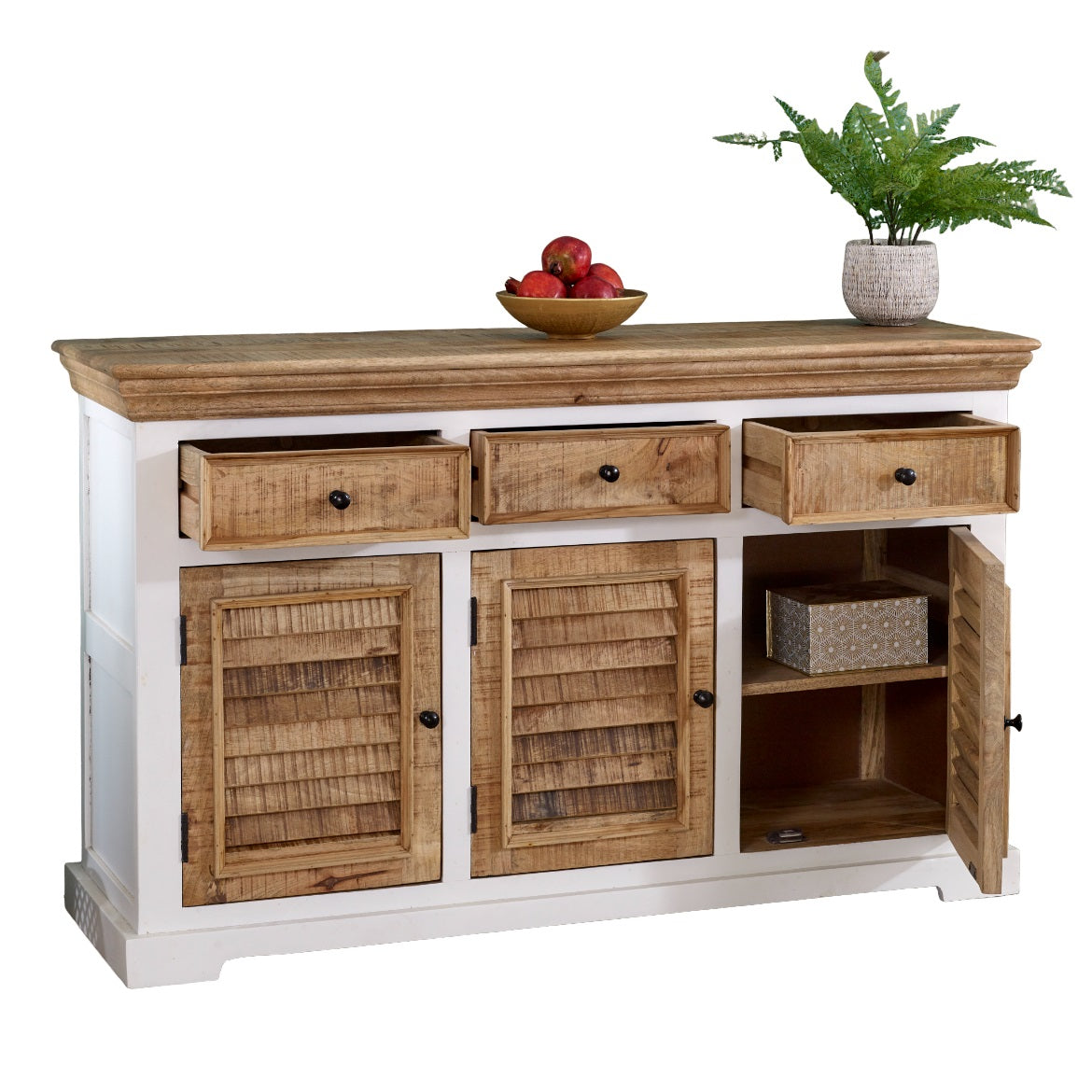 Sorro Wood Sideboard - 3 Drawers & 3 Doors