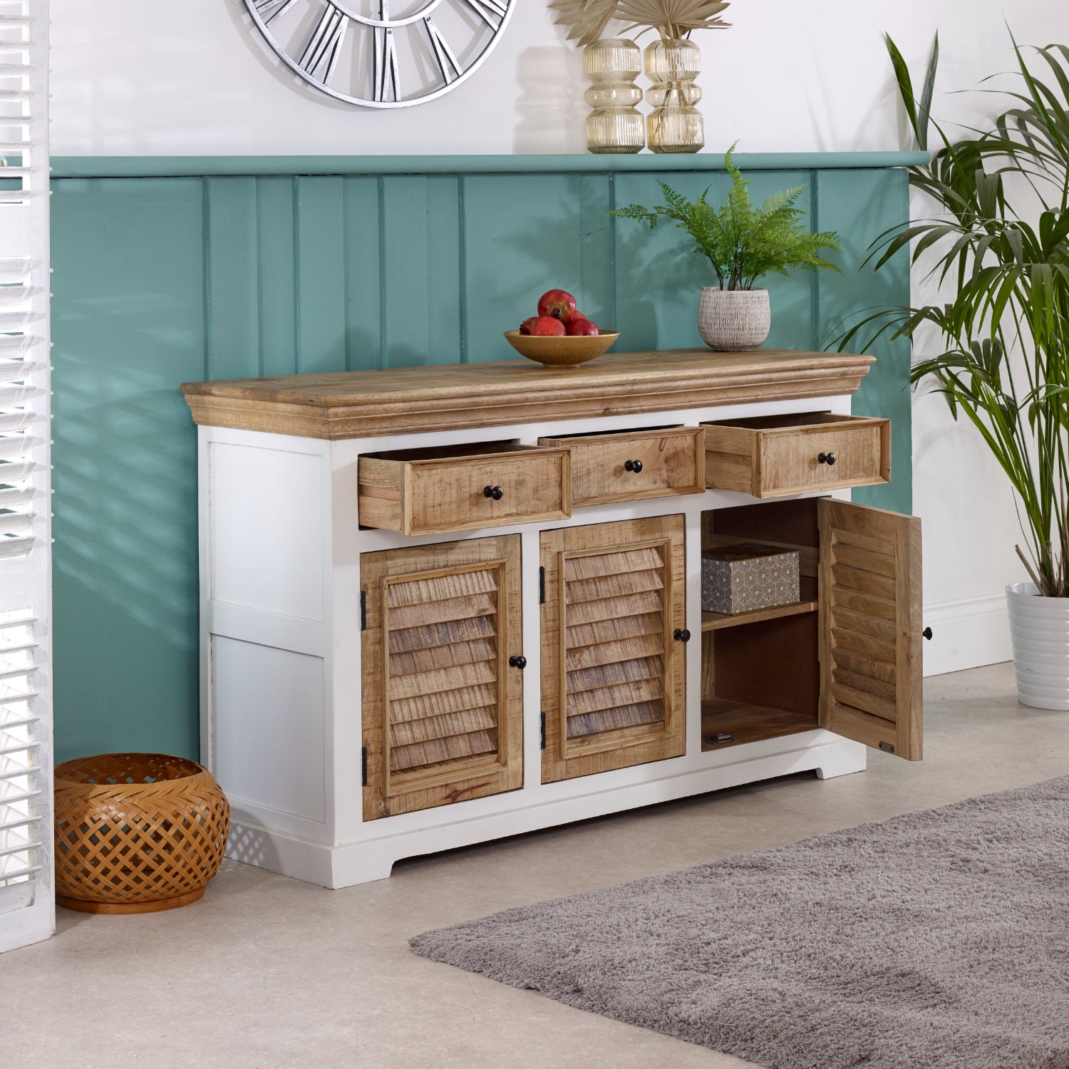 Sorro Wood Sideboard - 3 Drawers & 3 Doors