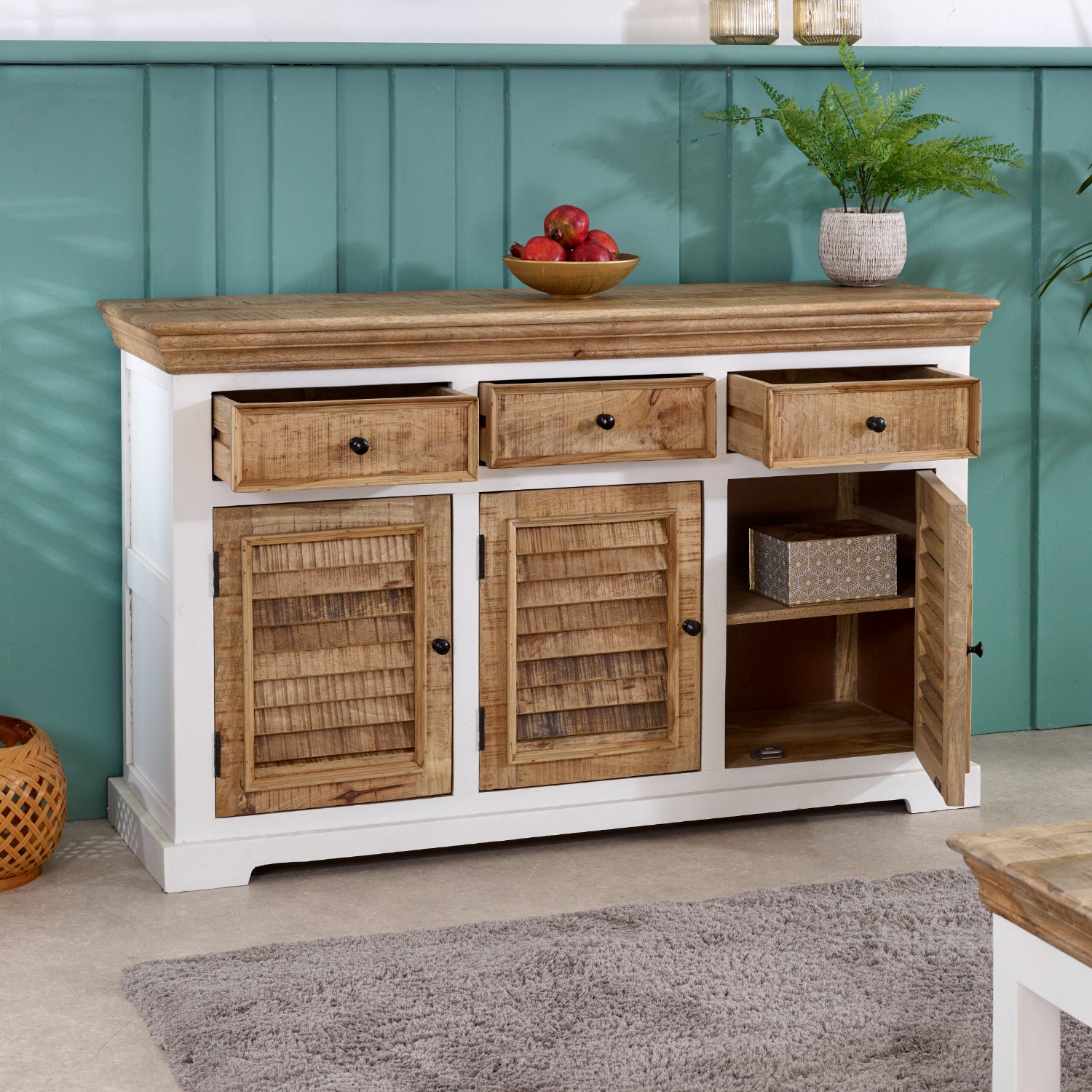 Sorro Wood Sideboard - 3 Drawers & 3 Doors