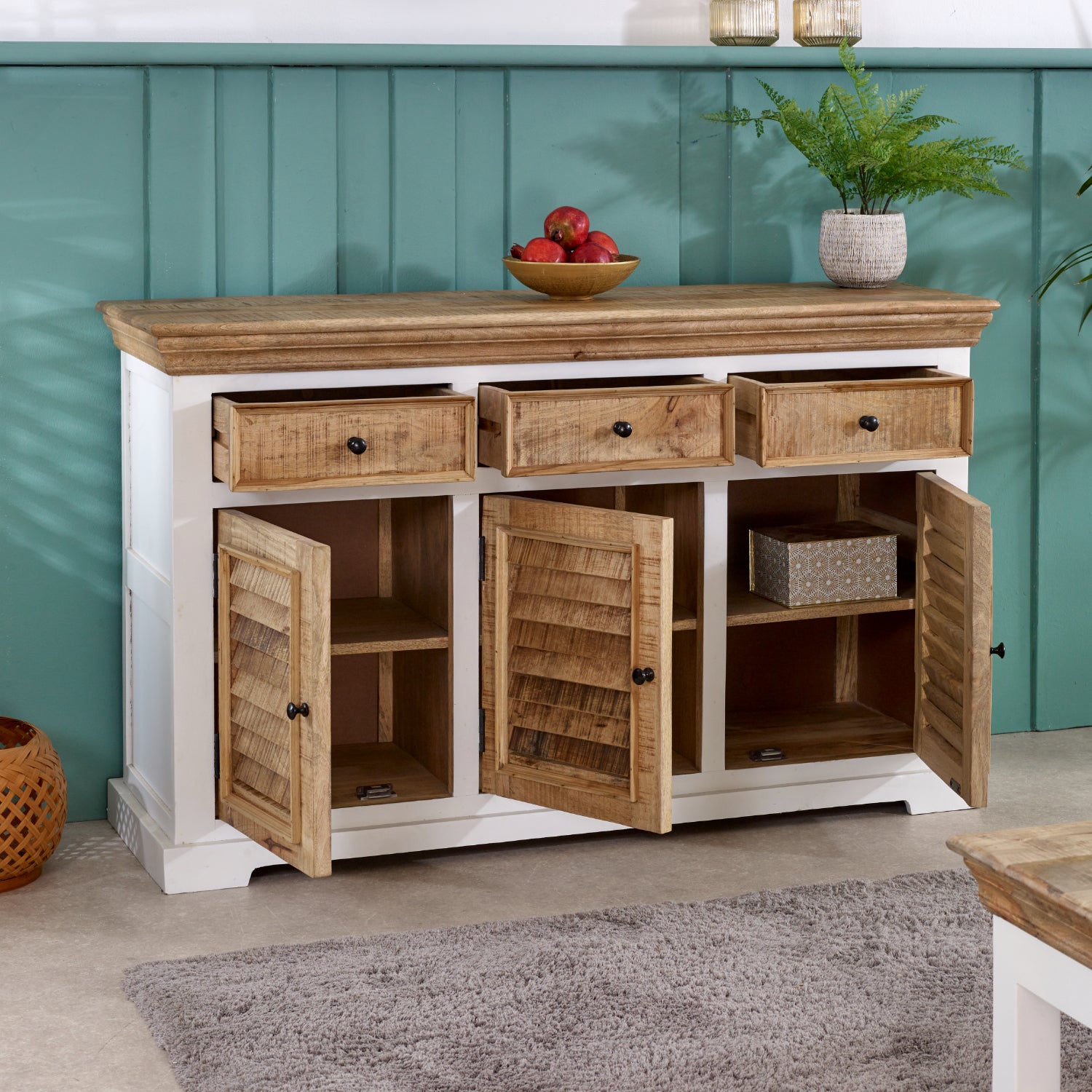 Sorro Wood Sideboard - 3 Drawers & 3 Doors