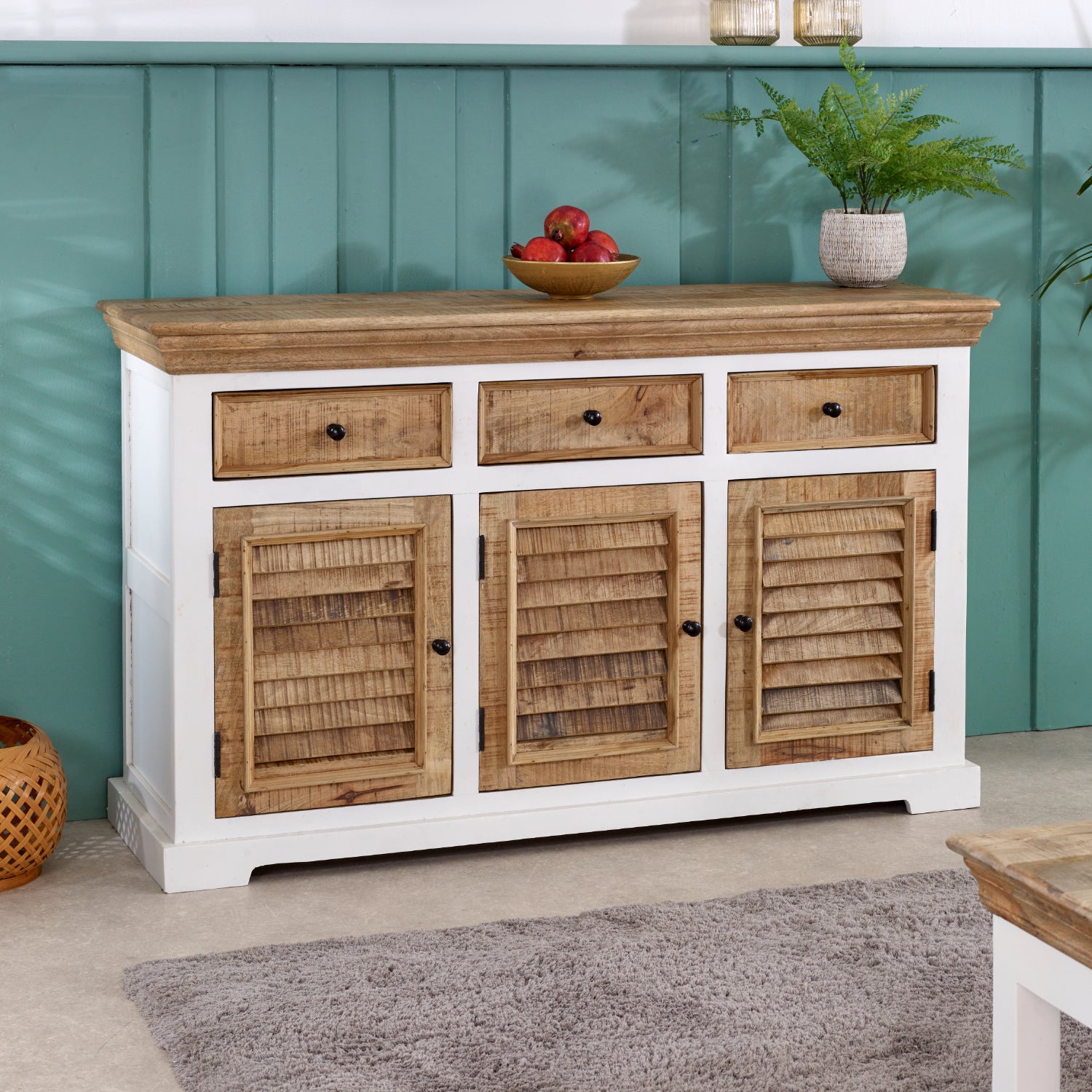 Sorro Wood Sideboard - 3 Drawers & 3 Doors