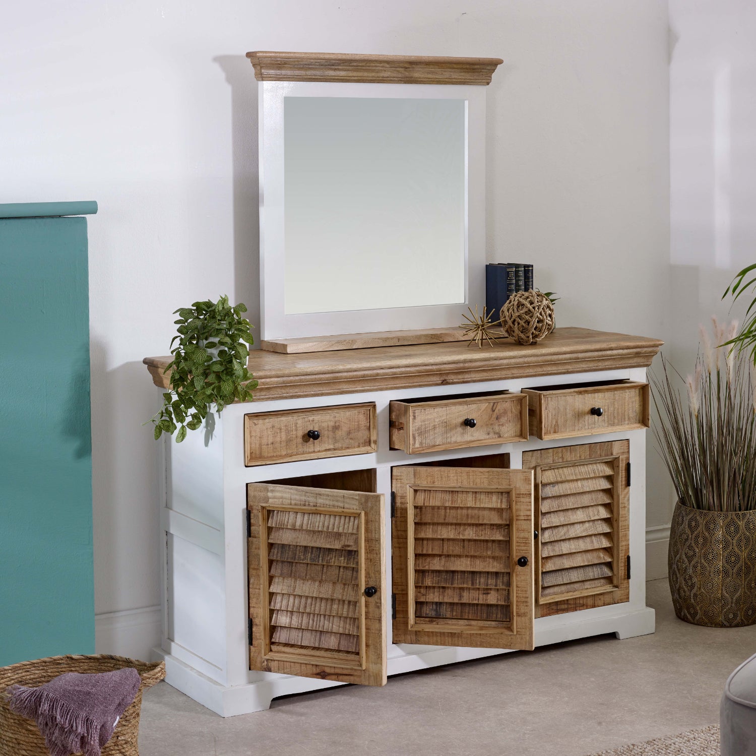 Sorro Wood Sideboard - 3 Drawers & 3 Doors