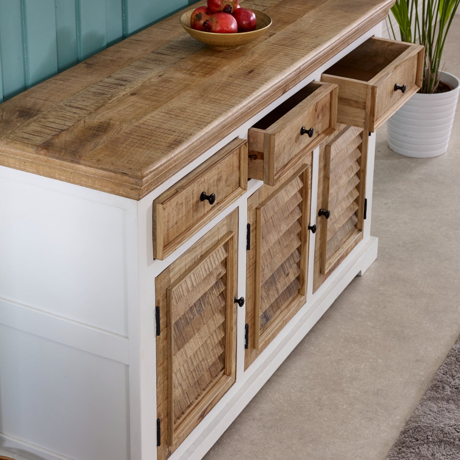Sorro Wood Sideboard - 3 Drawers & 3 Doors