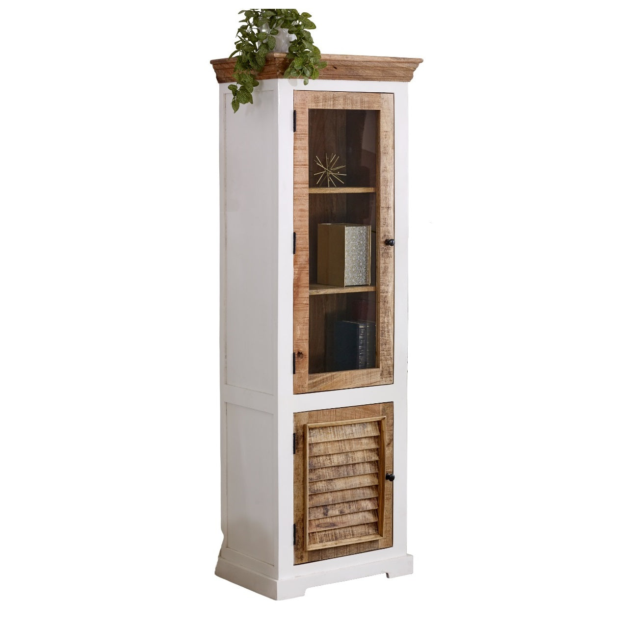 Sorro Wood Bookcase/Display Cabinet - 3 Shelves & 1 Door
