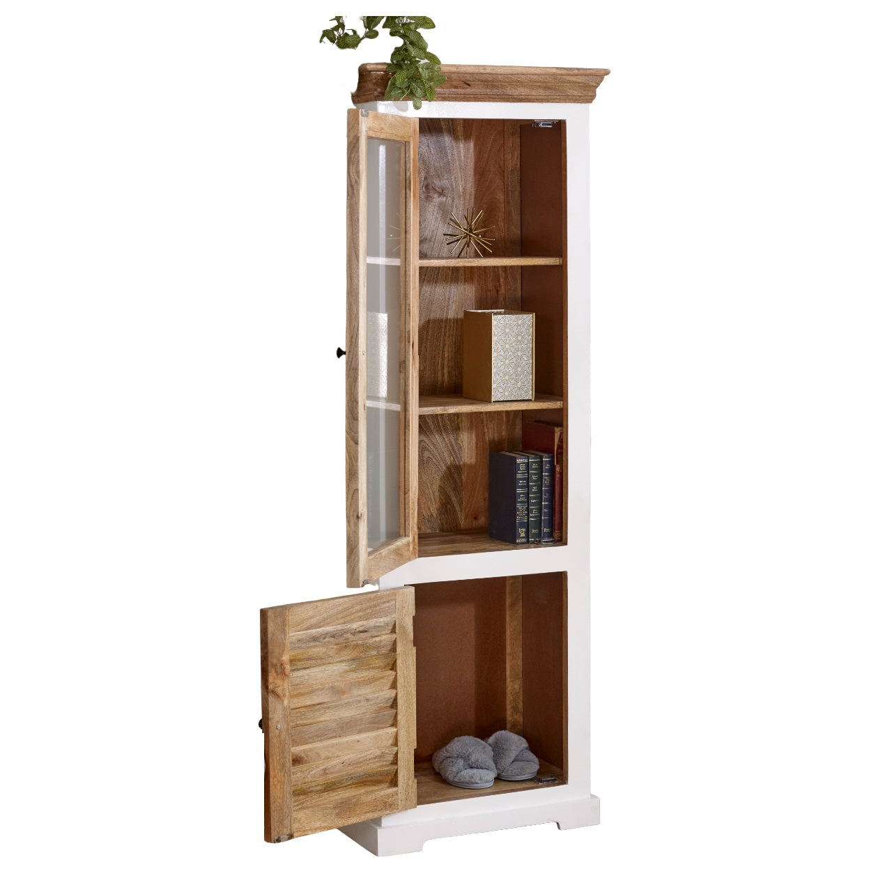 Sorro Wood Bookcase/Display Cabinet - 3 Shelves & 1 Door