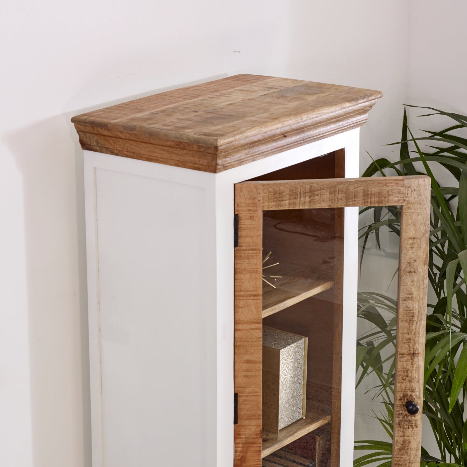 Sorro Wood Bookcase/Display Cabinet - 3 Shelves & 1 Door