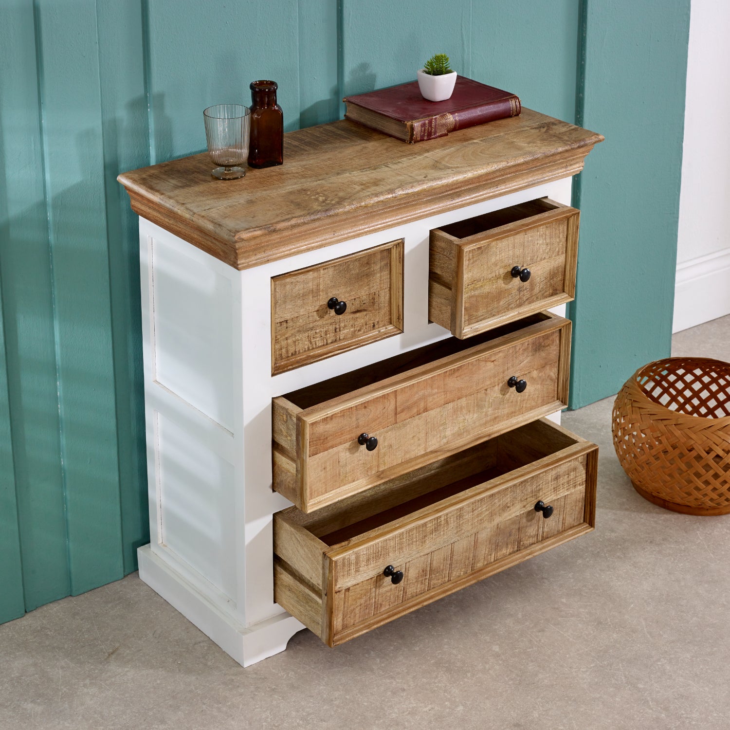 Sorro Solid Mango Wood 4 Chest Of Drawers