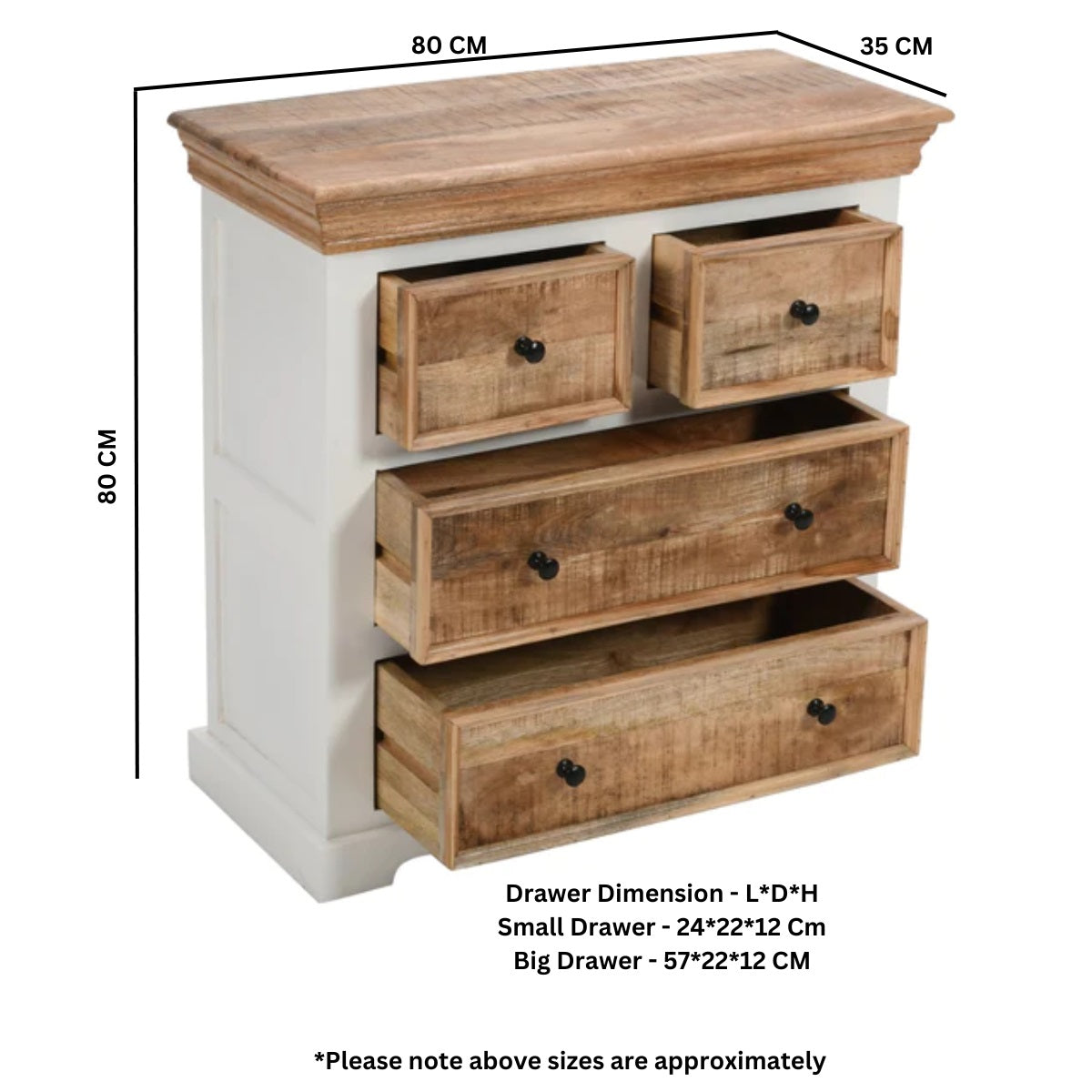 Sorro Solid Mango Wood 4 Chest Of Drawers
