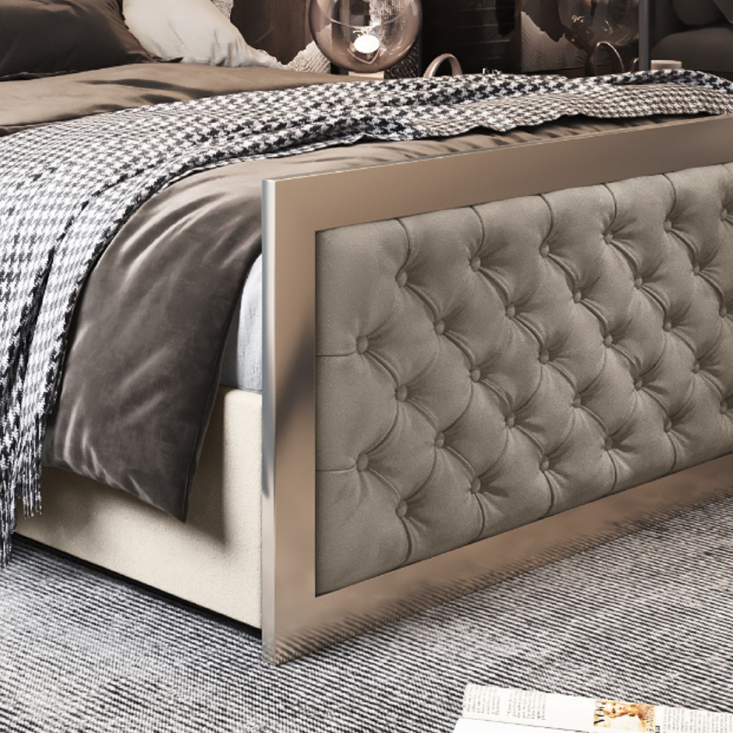 Maddison Upholstered Soft Velvet Metal Bed Frame
