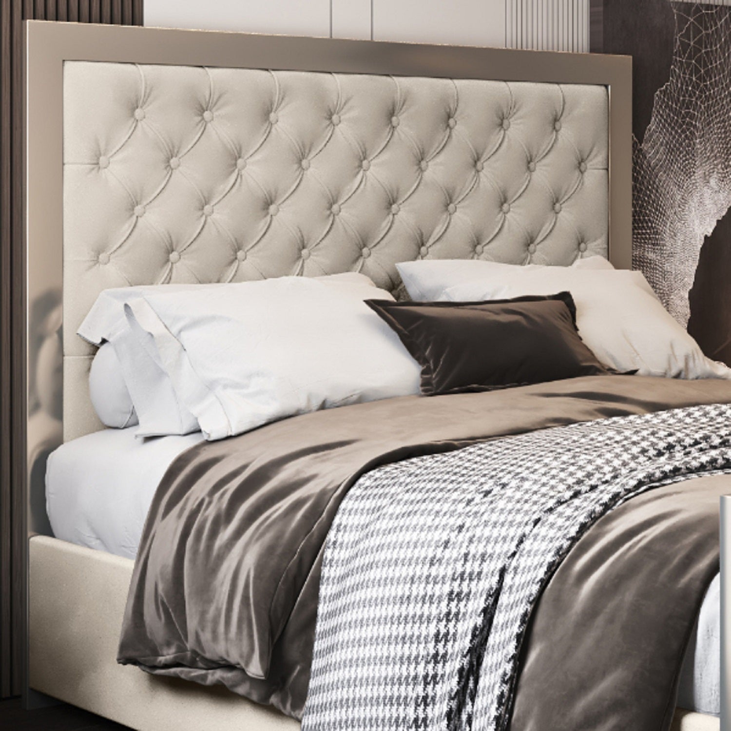 Maddison Upholstered Soft Velvet Metal Bed Frame