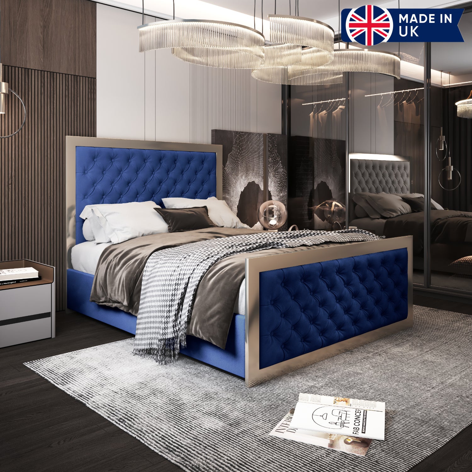 Maddison Upholstered Soft Velvet Metal Bed Frame