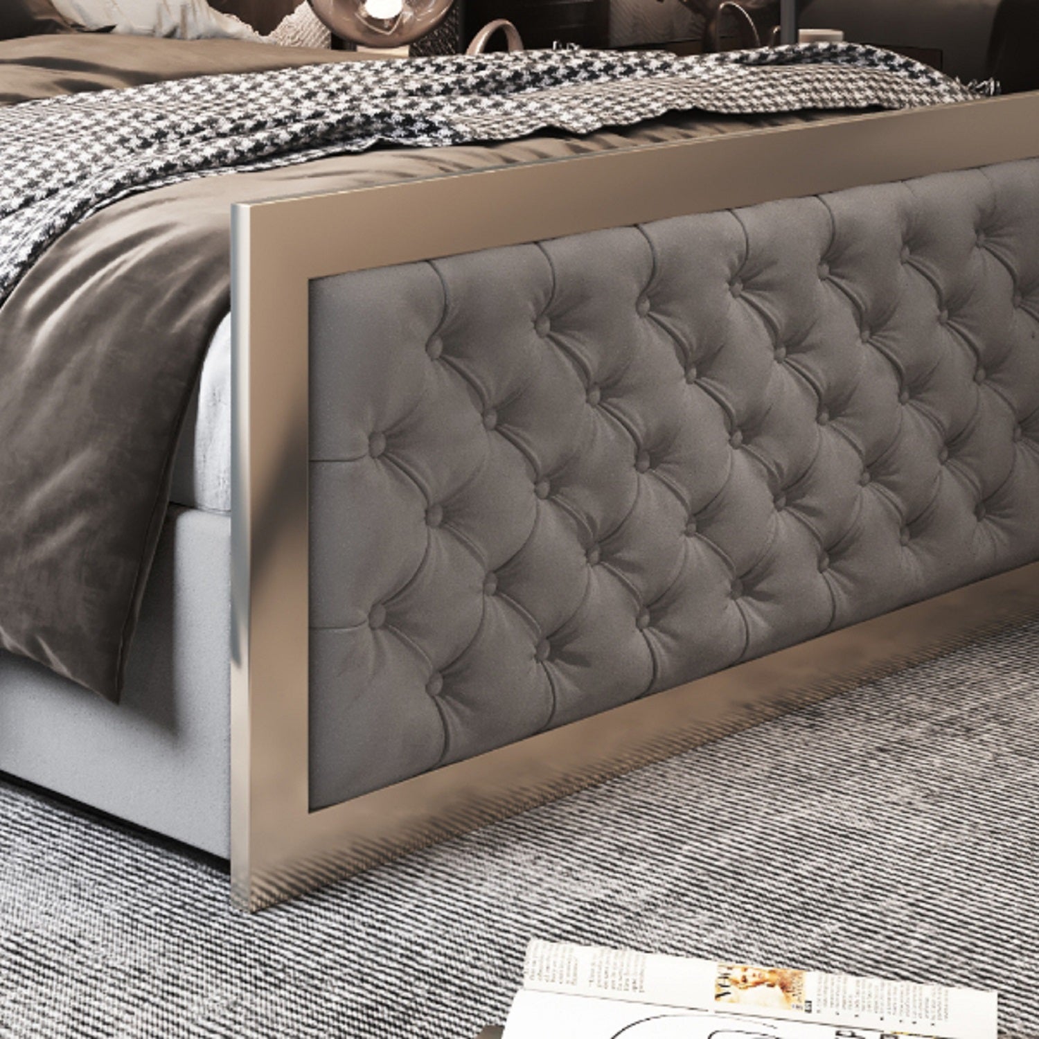 Maddison Upholstered Soft Velvet Metal Bed Frame