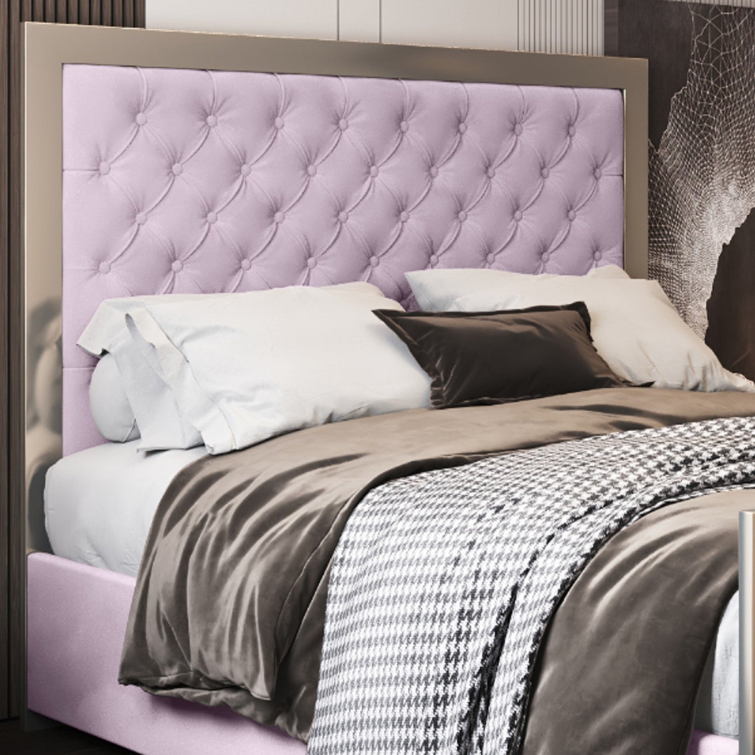 Maddison Upholstered Soft Velvet Metal Bed Frame