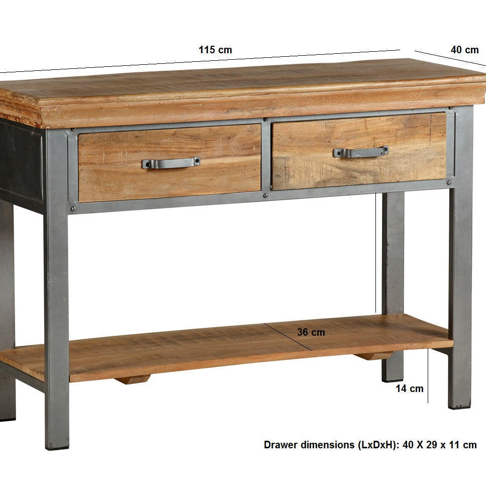 Metropolis Industrial 2 Drawer Console Table