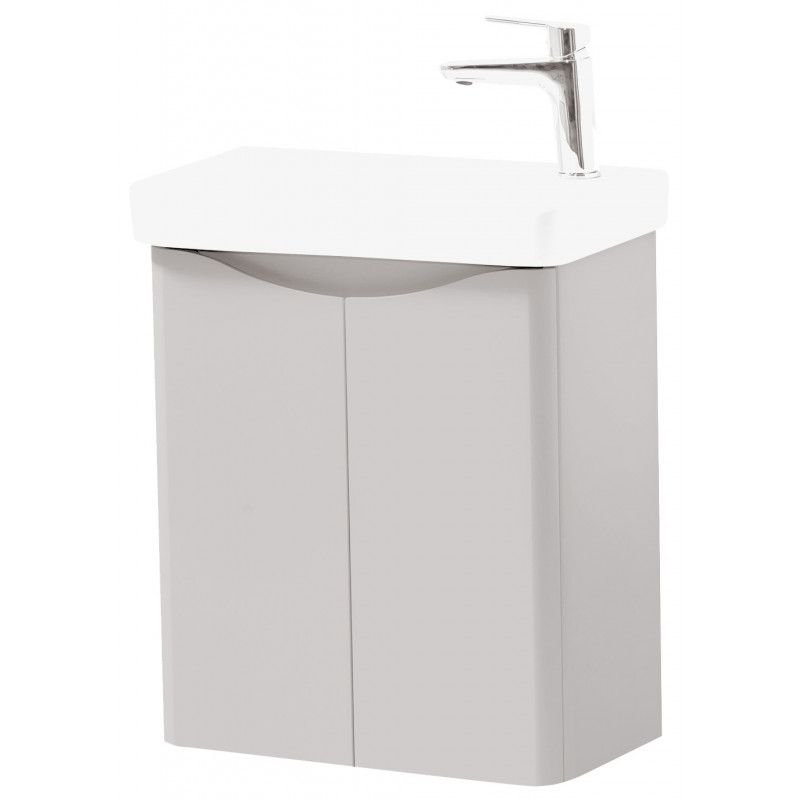 Noah Cashmere Wall Mounted 2 Door Cloakroom Unit & Ceramic Basin