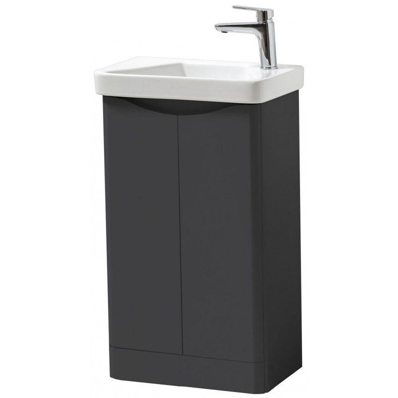 Noah Matt Graphite Floor Standing 2 Door Cloakroom Unit & Ceramic Basin