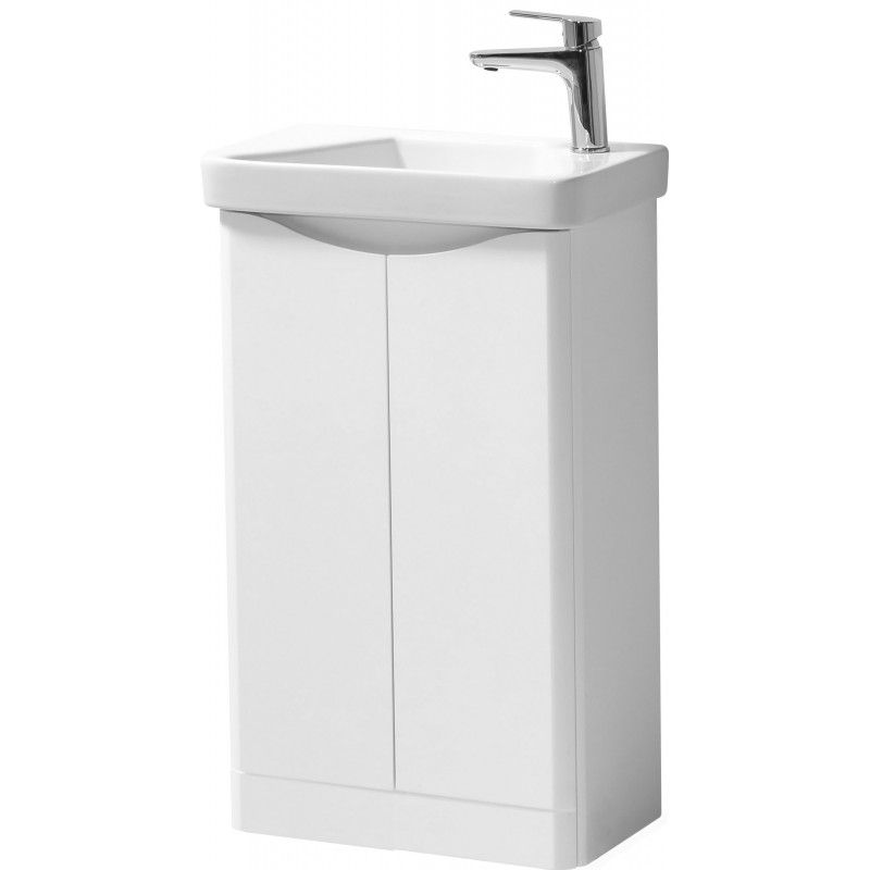 Noah White Gloss Floor Standing 2 Door Cloakroom Unit & Ceramic Basin