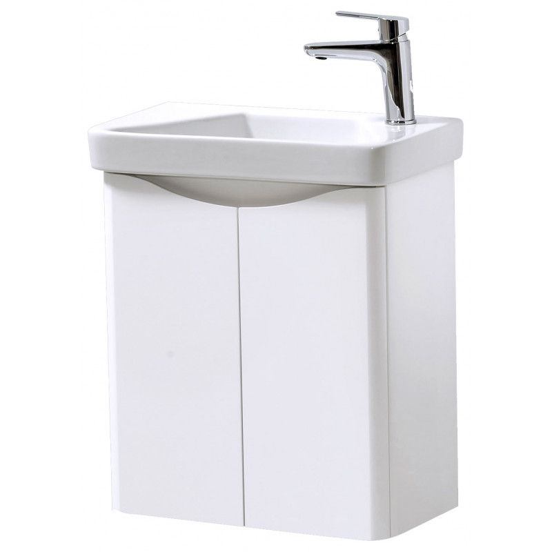 Noah White Gloss Wall Mounted 2 Door Cloakroom Unit & Ceramic Basin