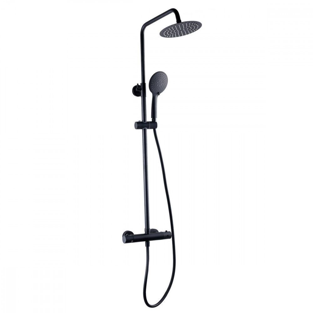 Noir Orb Round Thermostatic Bar Shower With Overhead Drencher & Sliding Handset