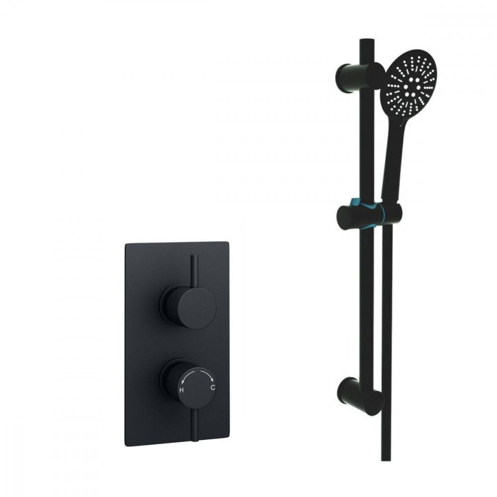 Noir Orb Thermostatic Shower With Adjustable Slide Rail Kit