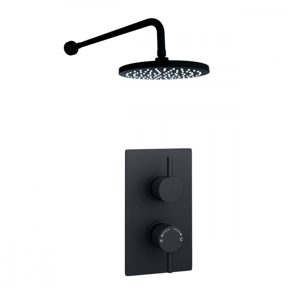 Noir Orb Thermostatic Shower With Fixed Overhead Drencher
