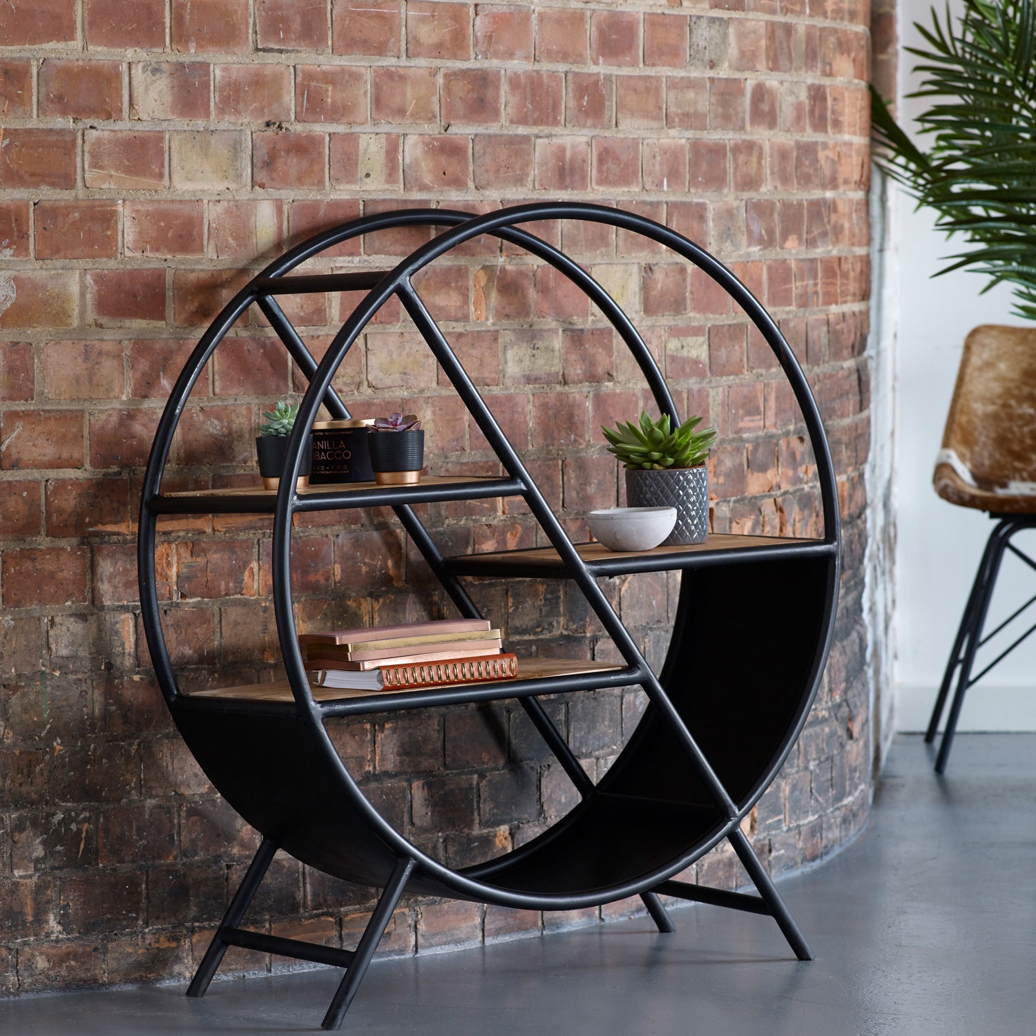 Westhought Industrial Round Open Bookcase