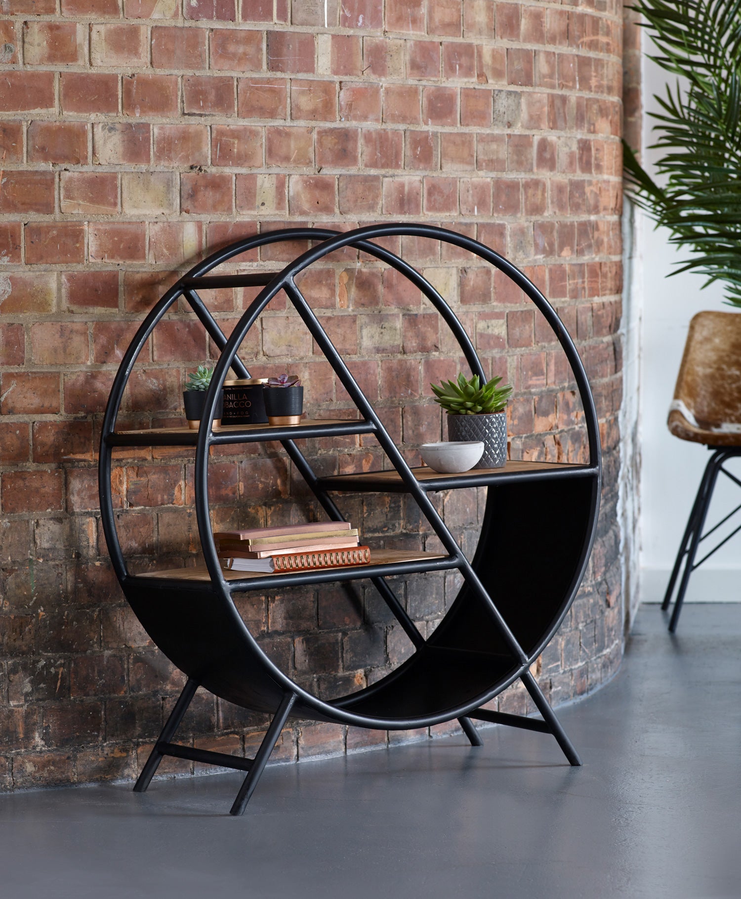 Westhought Industrial Round Open Bookcase