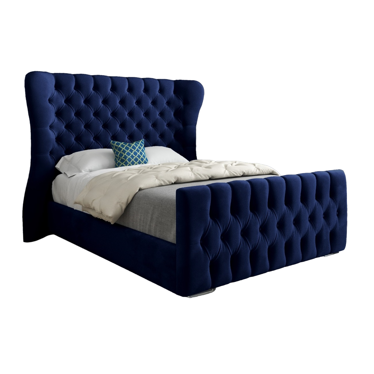 Parma Wide Curved Winged Upholstered Soft Velvet Bed Frame