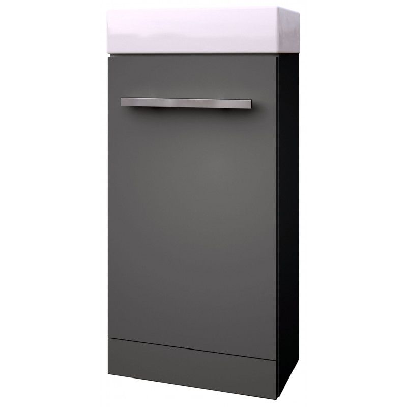Purilux Storm Grey Gloss Cloakroom Unit & Basin