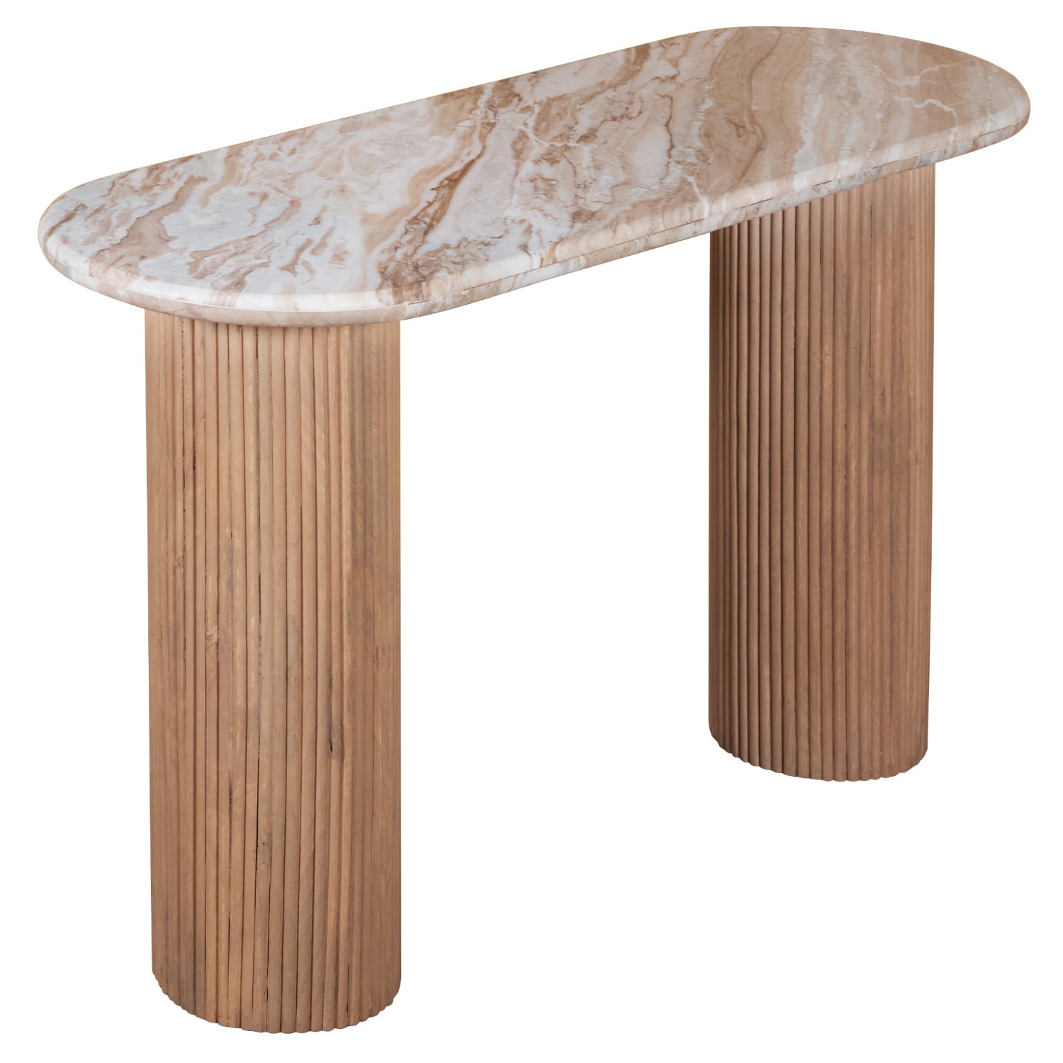 Murcia Natural Marble & Wood Pedestal Console Table
