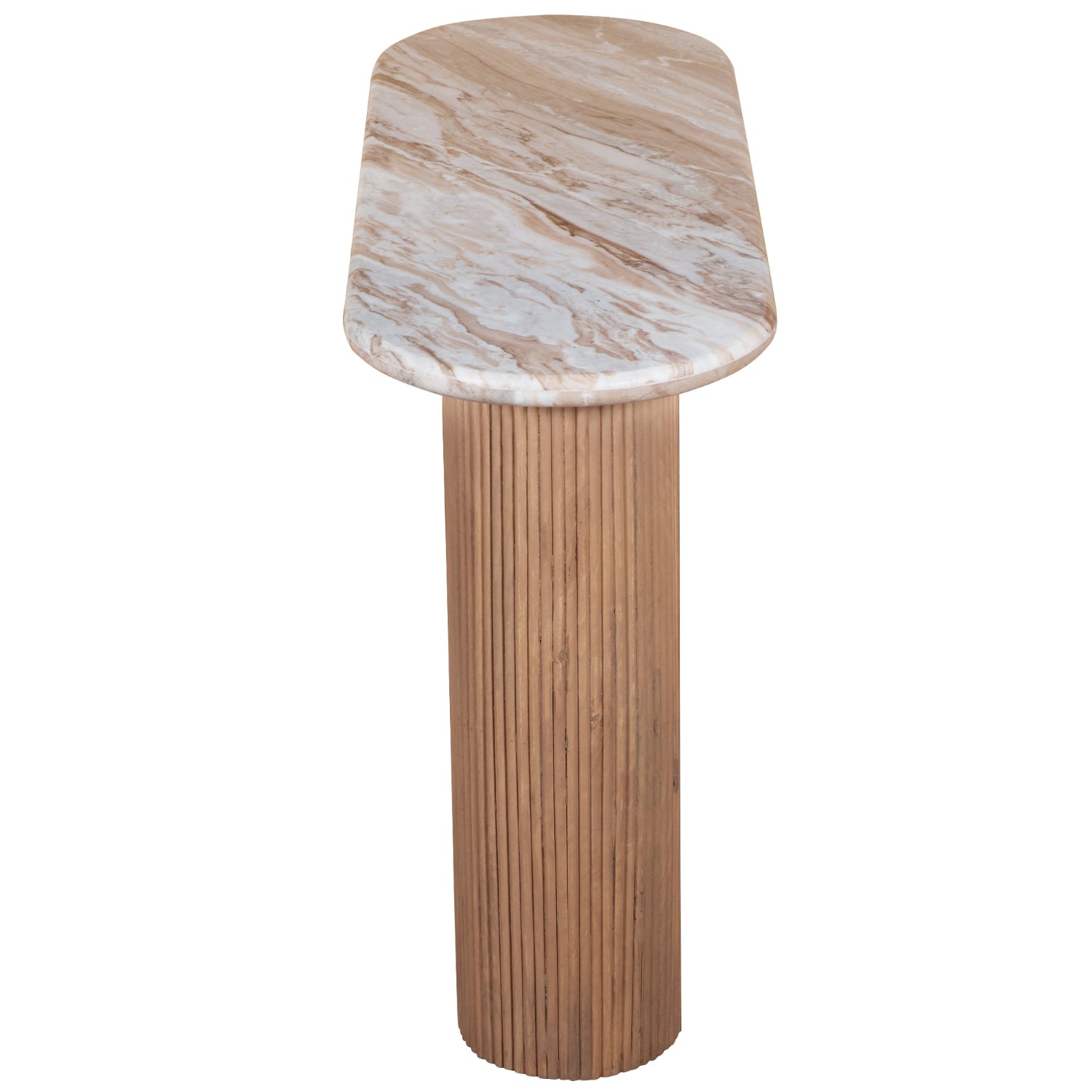 Murcia Natural Marble & Wood Pedestal Console Table