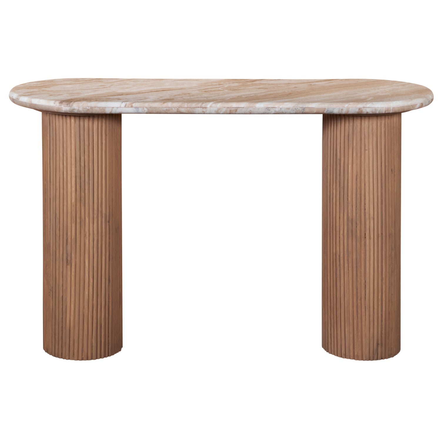 Murcia Natural Marble & Wood Pedestal Console Table